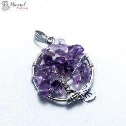 Přívěsek z Ametystu a chirurgické oceli - Strom života